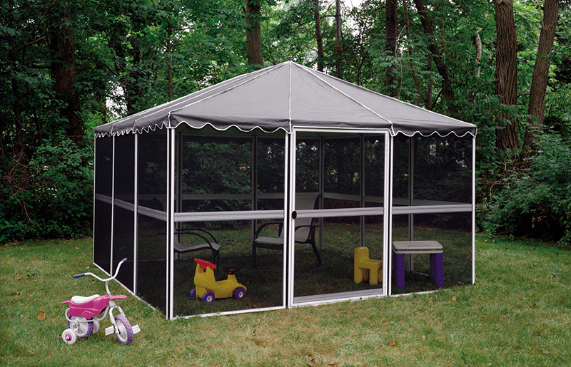 Screen houses for a bug , sun and rain free outdoor experience