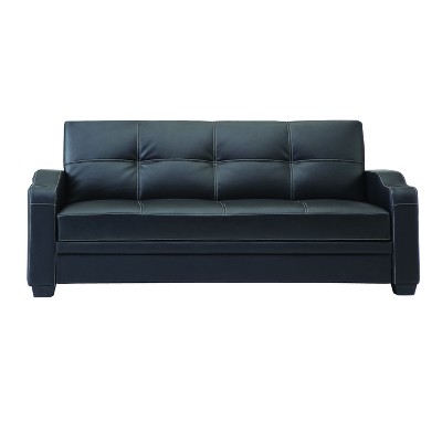 Faux Leather Sofa Bed 3 Seater Black - Home Source : Target