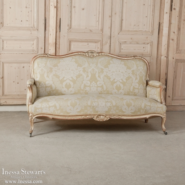 19th Century Hand Carved Antique Italian Gilt-Wood Rococo Sofa