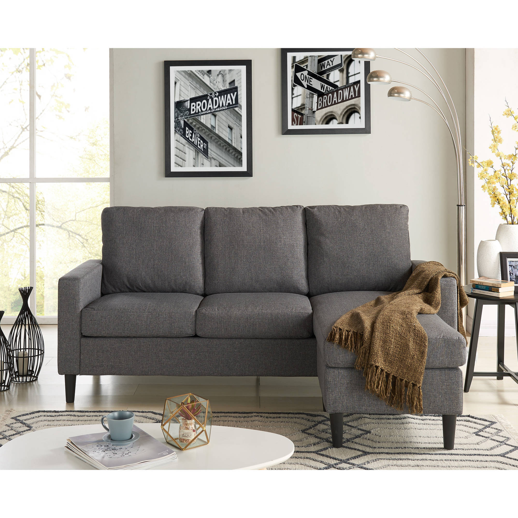 Mainstays Apartment Reversible Sectional, Multiple Colors - Walmart.com