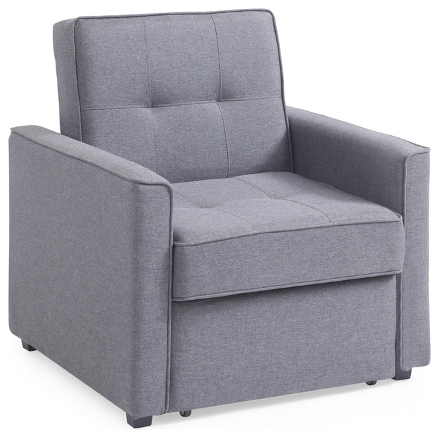 Chandler Gray Convertible Armchair Bed - Transitional - Sleeper
