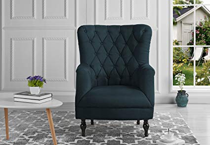 Amazon.com: Plush Classic Tufted Linen Fabric Armchair - Living Room