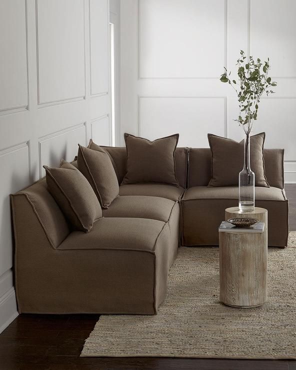 Massoud Carson Armless Taupe Sectional Sofa | Board and batten