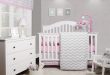 OptimaBaby Pink Grey Chevron 6 Piece Baby Girl Nursery Crib Bedding