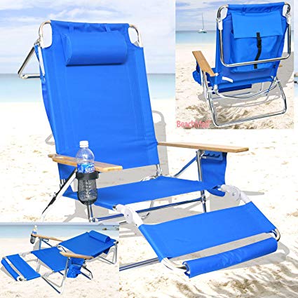 Amazon.com : Deluxe 3 in 1 Beach Chair/Lounger w/Drink Holder and
