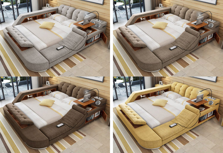 The Ultimate Bed With Integrated Massage Chair, Speakers, and Desk