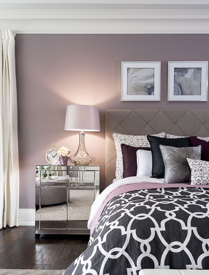 Kylemore Communities Peyton Model Home | Jane Lockhart Interior Design Bedroom  Colors Purple, Bedroom Wall