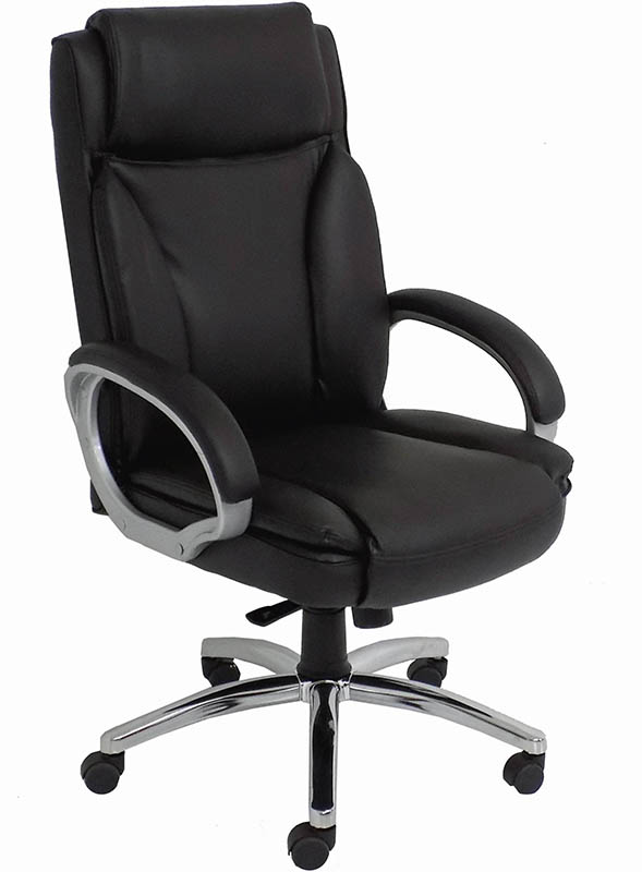 Black Leather Big & Tall Office Chair w/ 350 lb. Capacity
