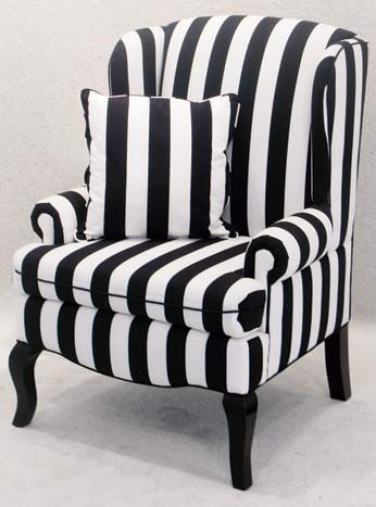Black-and-white striped Encore wingback chair, $125, available