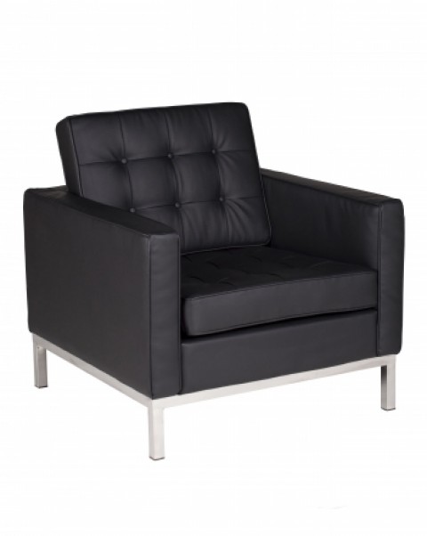 Florence Arm Chair in Black Leather | Lobby Furniture, Lounge Chairs