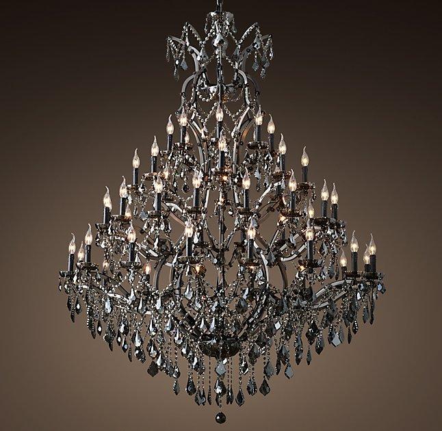 Rococo Black Iron Crystal Round Chandelier