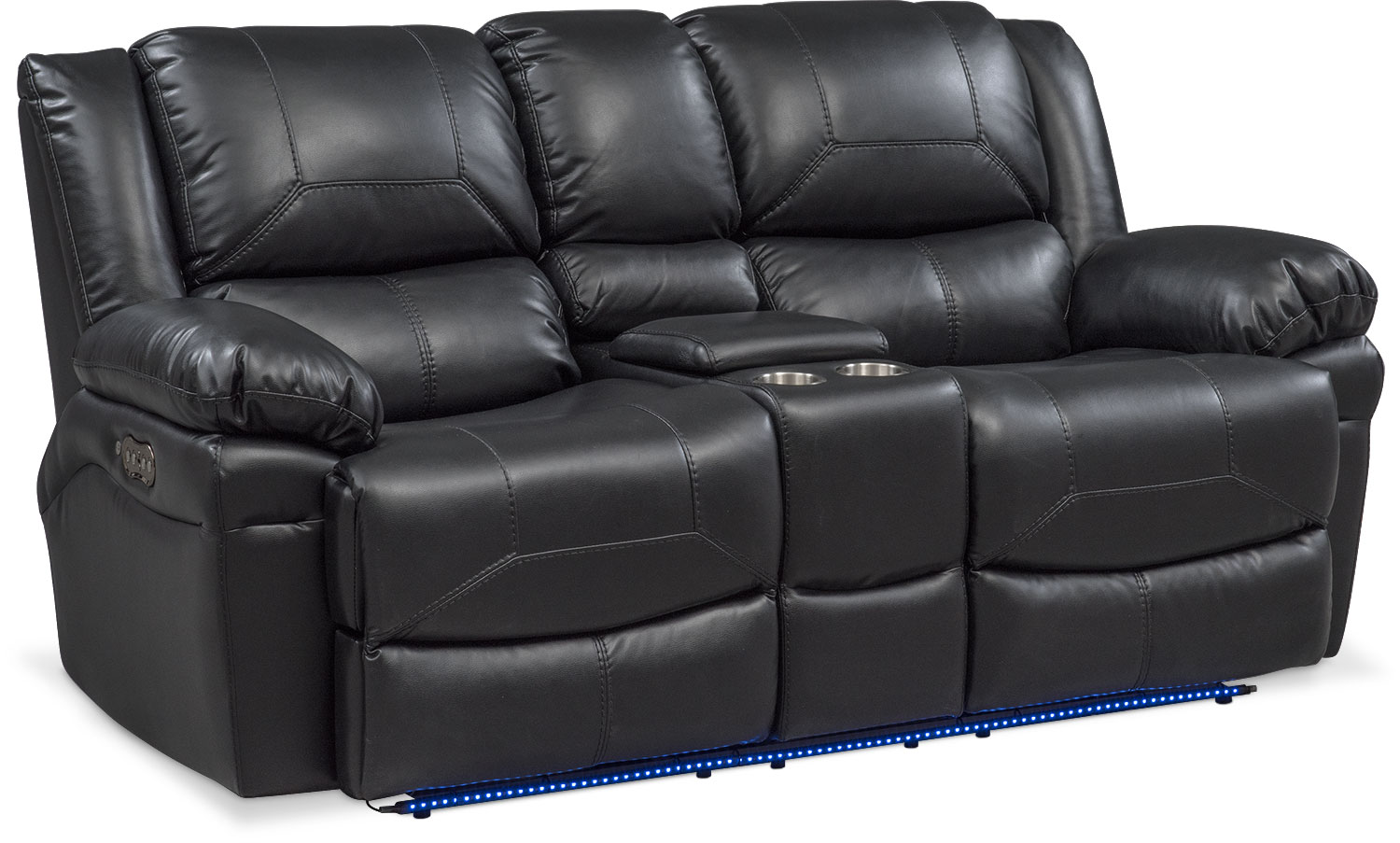Monza Dual Power Reclining Loveseat with Console - Black | Value