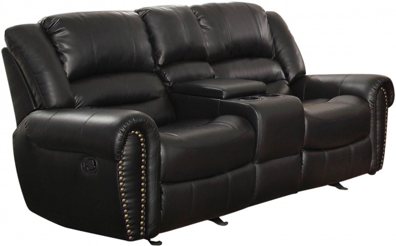 Homelegance Center Hill Black Double Glider Reclining Loveseat With