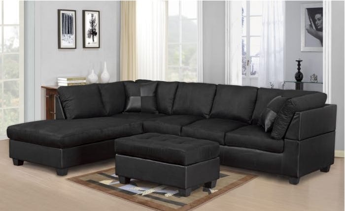 Master Furniture Living Room Black sectional sofa. 2328 - The