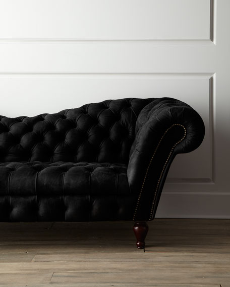 Black Recamier Leather Sofa 90.25
