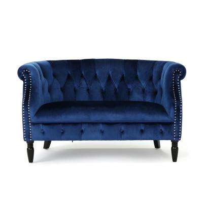 Velvet - Blue - Loveseat - Sofas & Loveseats - Living Room Furniture