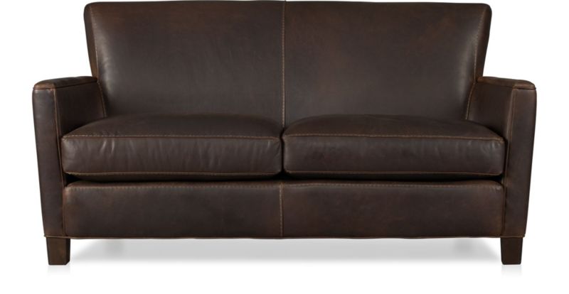 Briarwood Brown Leather Loveseat + Reviews | Crate and Barrel