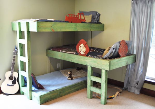 Hand-crafted triple bunk beds for the kids