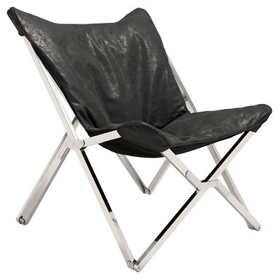 Modern Upholstered Stainless Steel Butterfly Chair - Black - ZM Home