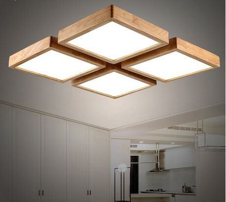 Modern brief Wooden led ceiling light square minimalism ceiling