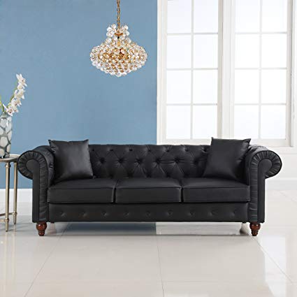 Amazon.com: Classic Scroll Arm Chesterfield Sofa - Bonded Leather