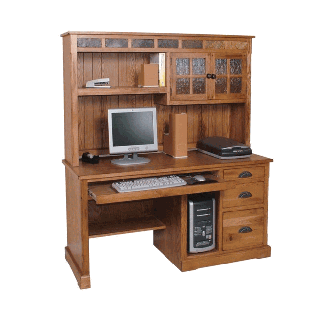 Rustic Oak Computer Desk, Oak Computer Desk Hutch