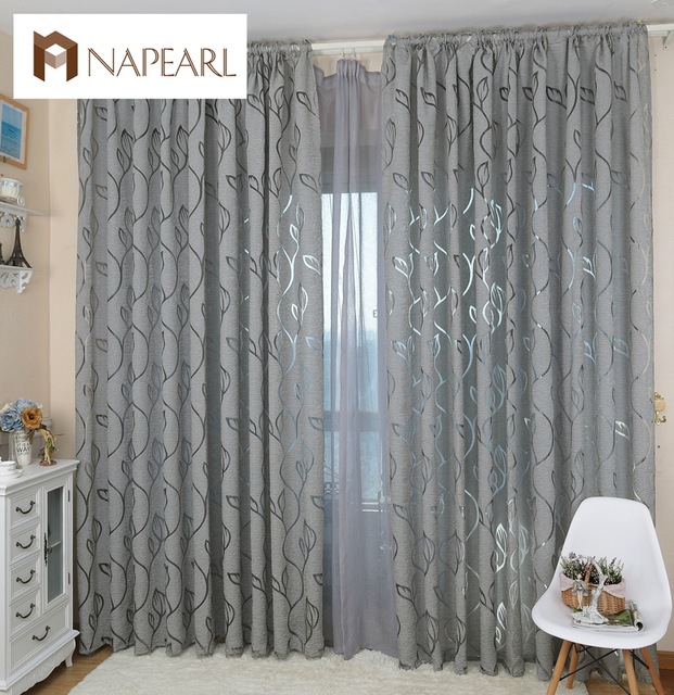 NAPEARL Modern decorative curtains jacquard gray curtains window