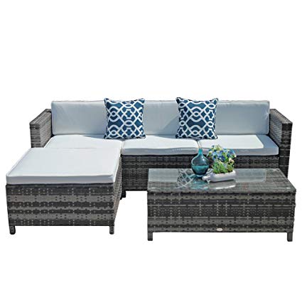 Amazon.com : Outdoor Patio Furniture Set, 5pc PE Wicker Rattan
