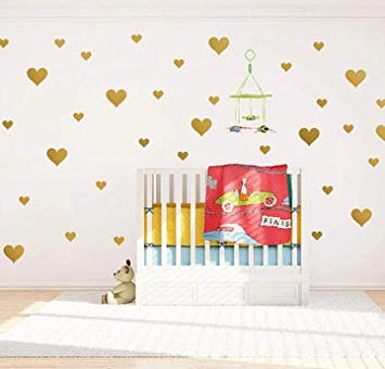 Amazon.com: Removable Gold Hearts Wall Decals for Kids Room