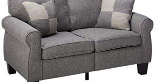 Amazon.com : Rhian Dark Gray Linen-like Fabric Loveseat by Furniture