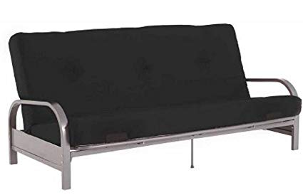 Amazon.com: Modern Convertible Futon Sofa Bed Silver Metal Arm Futon