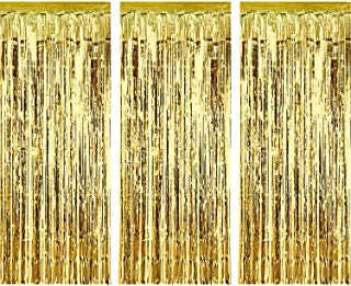Sumind 3 Pack Metallic Tinsel Curtains, Foil Fringe Shimmer Curtain Door  Window Decoration for Birthday