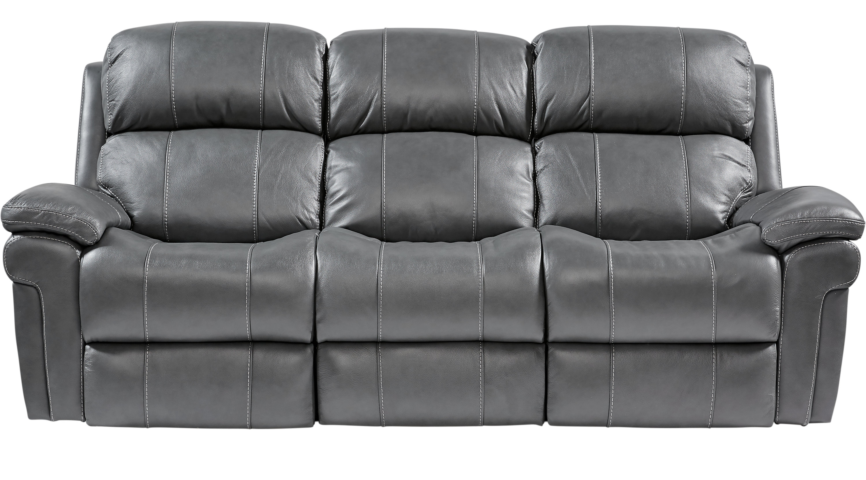 Gray leather reclining sofa is a beautiful selection for
