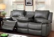 Shop Furniture of America Rembren Grey Faux Leather Reclining Sofa