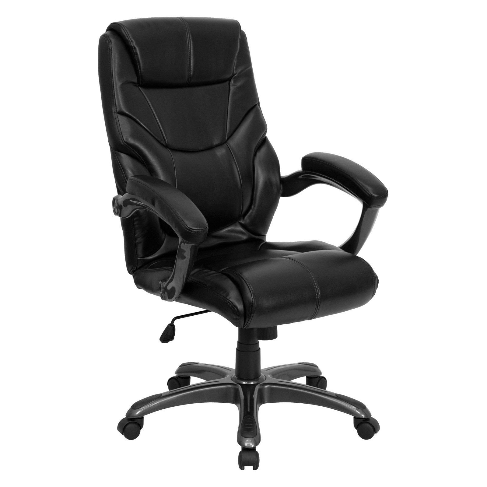 Contemporary Leather High-Back Office Chair, Black - Walmart.com
