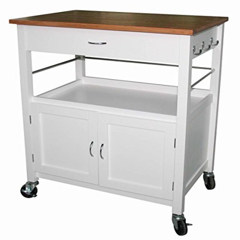 eHemco Kitchen Island Cart Natural Butcher Block Bamboo Top with