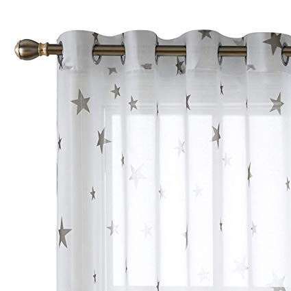 Amazon.com: Deconovo Star Curtains Sheer Kitchen Window Curtains