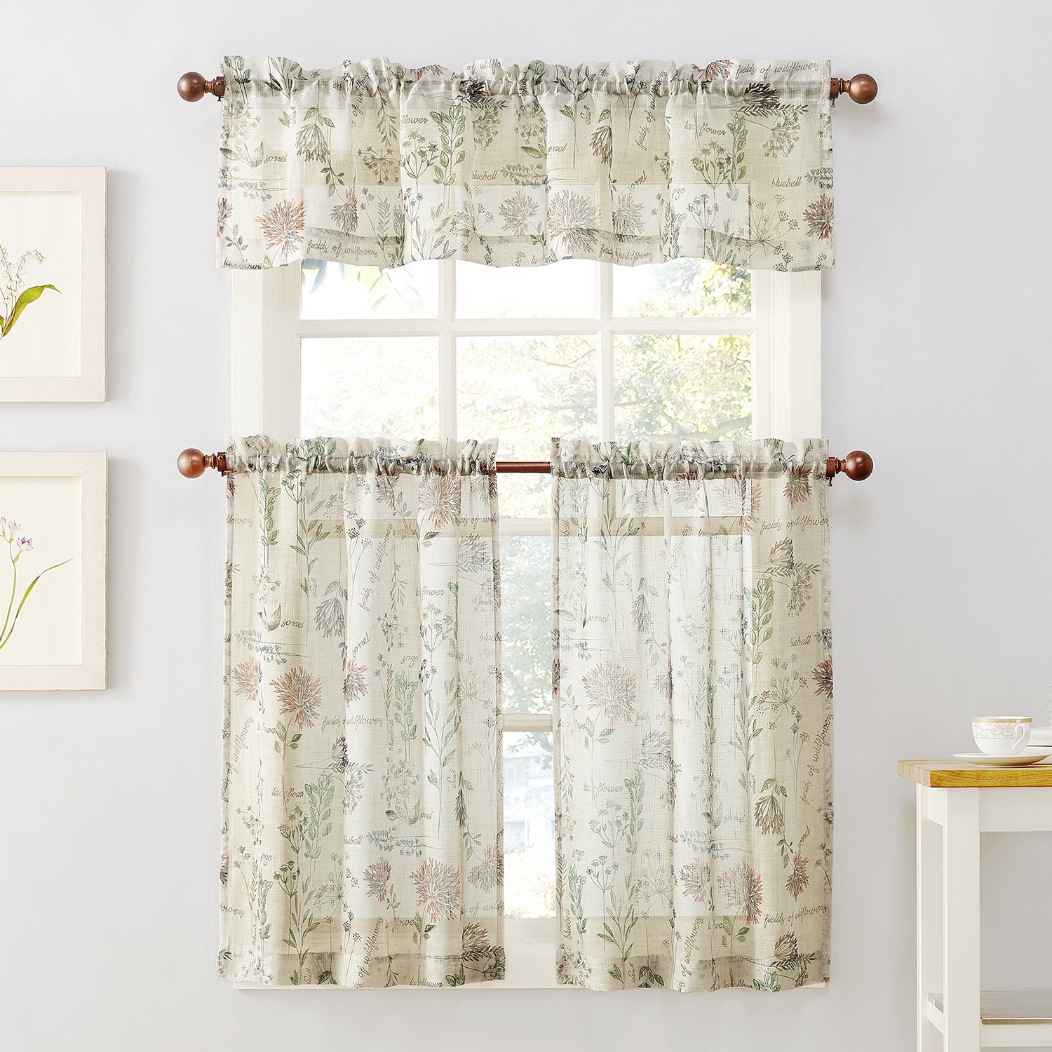 Top of the Window Wildflower Tier Kitchen Window Curtains