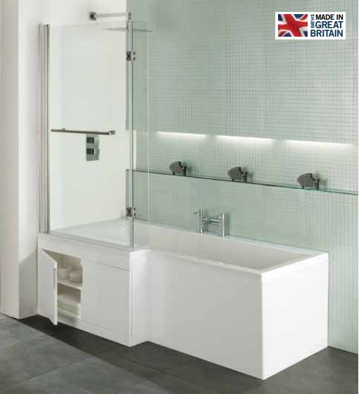 Trojan Elite Eco 1675mm L - Shaped Shower Bath With Storage Panel