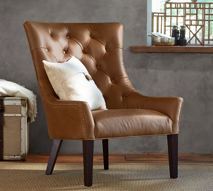 Hayes Tufted Leather Armchair | Pottery Barn