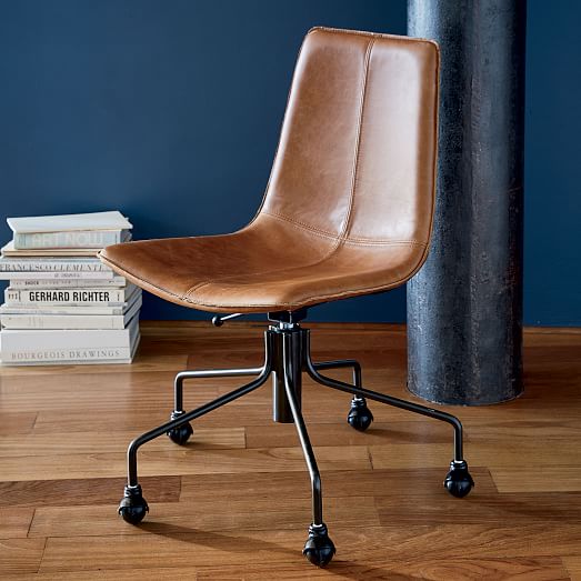 Slope Leather Swivel Office Chair | west elm