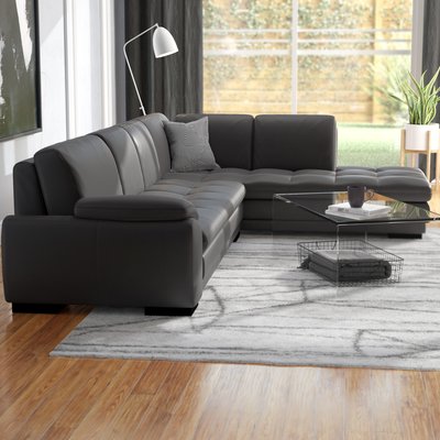 Wade Logan Jerald Leather Sectional & Reviews | Wayfair