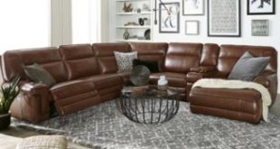 Furniture Myars Leather Power Reclining Sectional Collection