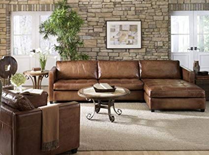 Amazon.com: Phoenix 100% Full Aniline Leather Sectional Sofa with