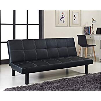 Comfy Living Single Faux Leather Sofa Bed in Black - Spencer Sofabed