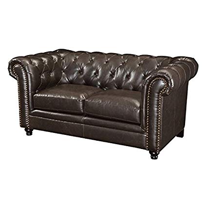 Amazon.com: BOWERY HILL Faux Leather Button Tufted Loveseat in Dark