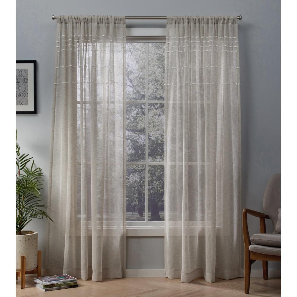 Davos 54 in. W x 96 in. L Sheer Rod Pocket Top Curtain Panel in Linen (2  Panels)-EH8273-03 2-96R - The Home Depot