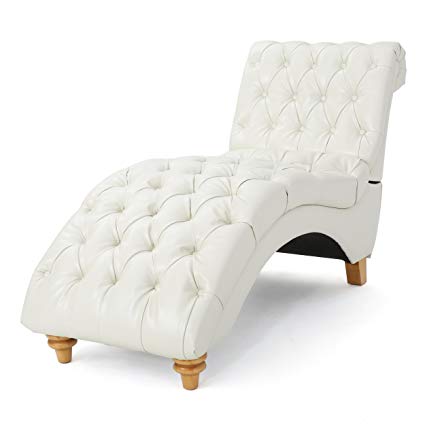 Amazon.com: Bellanca Fabric Tufted Chaise Lounge Chair (Ivory