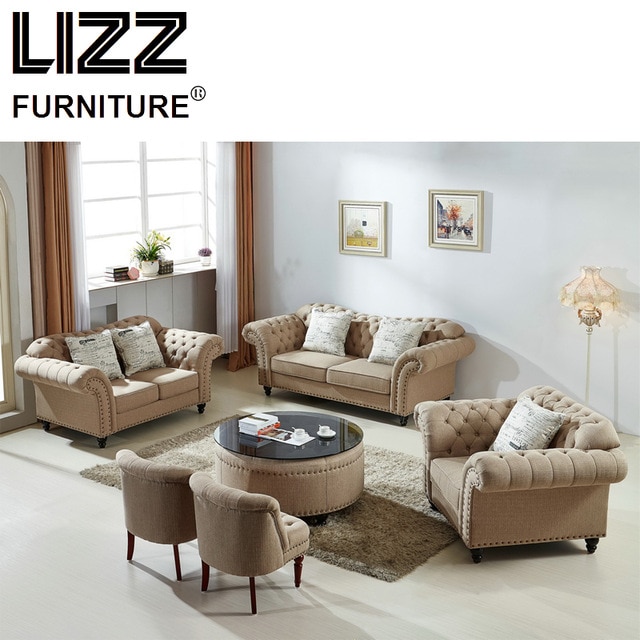 Classic Sofa Loveseat Chair Fabric Sectional Sofa Set Living Room