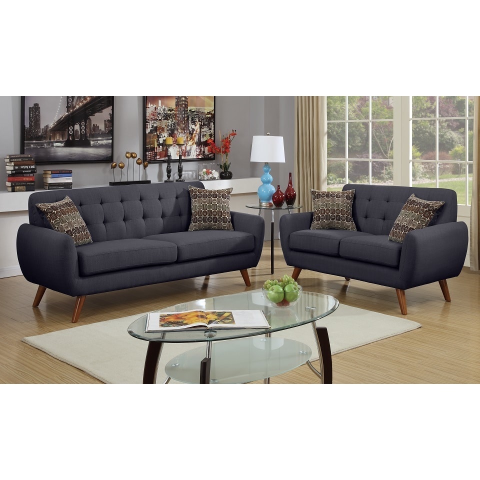 Poundex Caserta Loveseat and Sofa Upholstered in Polyfiber - Walmart.com